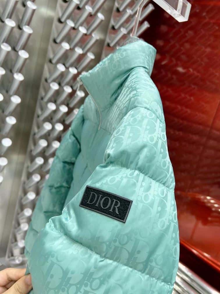 DIOR OBLIQUE DOWN JACKET SEA GREEN TECHNICAL JACQUARD – DRC004