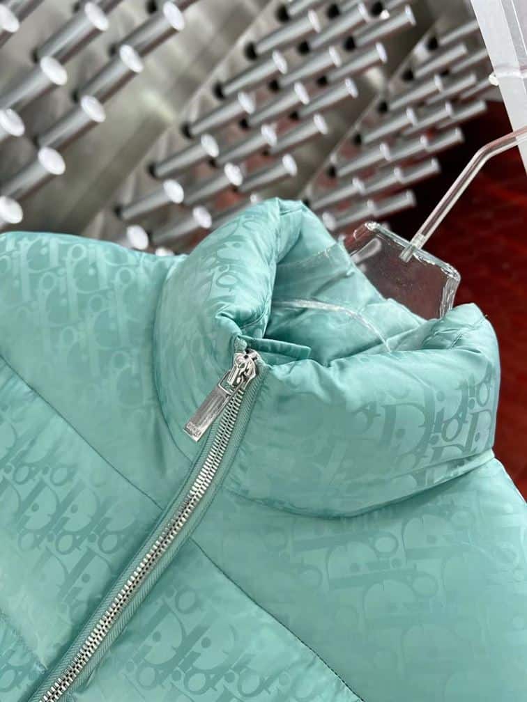 DIOR OBLIQUE DOWN JACKET SEA GREEN TECHNICAL JACQUARD – DRC004