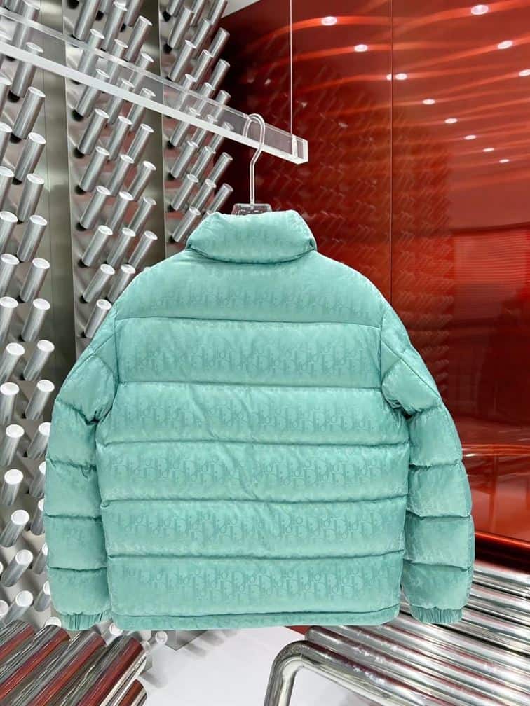 DIOR OBLIQUE DOWN JACKET SEA GREEN TECHNICAL JACQUARD – DRC004
