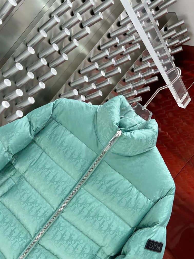 DIOR OBLIQUE DOWN JACKET SEA GREEN TECHNICAL JACQUARD – DRC004