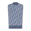 DIOR OBLIQUE SLEEVELESS SWEATER BLUE WOOL JACQUARD – DOS021