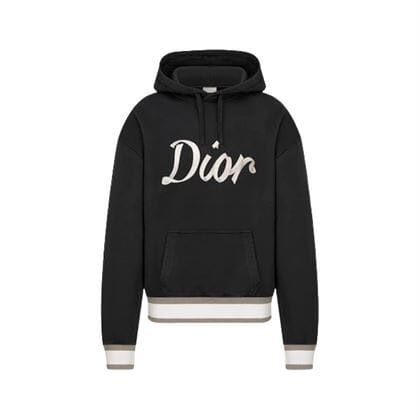 DIOR OVERSIZED HOODED SWEATSHIRT LIGHT BLACK ORGANIC COTTON FLEECE – DOS002