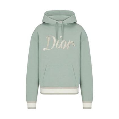 DIOR OVERSIZED HOODED SWEATSHIRT LIGHT GREEN ORGANIC COTTON FLEECE – DOS001