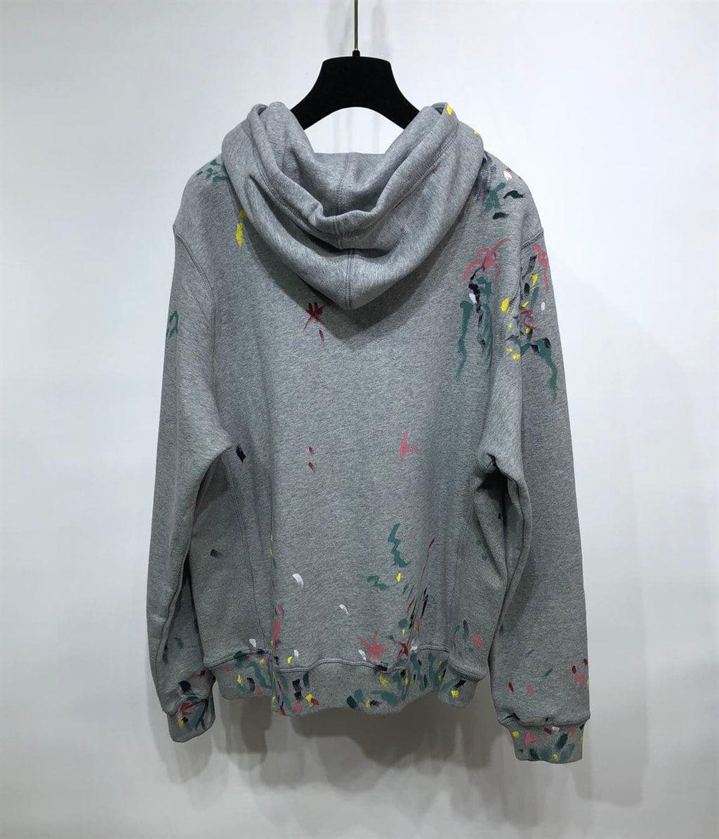 DIOR OVERSIZED SWEATSHIRT WHITE COTTON FLEECE WITH PAINT PRINT – DOS013