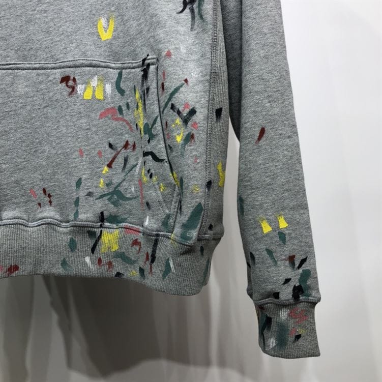 DIOR OVERSIZED SWEATSHIRT WHITE COTTON FLEECE WITH PAINT PRINT – DOS013