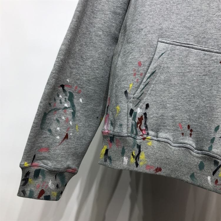 DIOR OVERSIZED SWEATSHIRT WHITE COTTON FLEECE WITH PAINT PRINT – DOS013