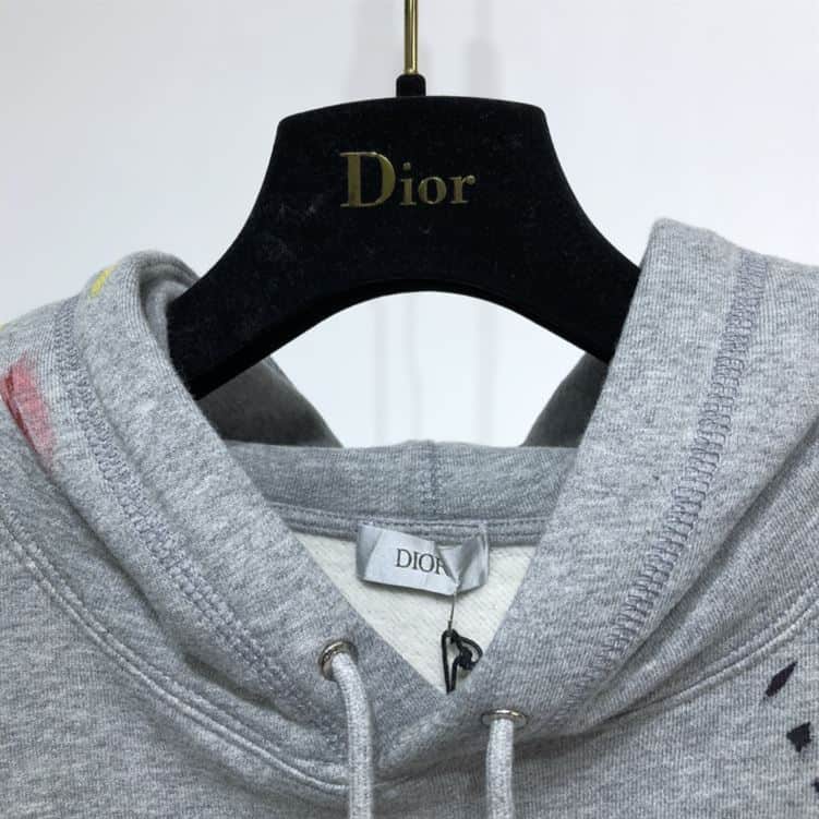 DIOR OVERSIZED SWEATSHIRT WHITE COTTON FLEECE WITH PAINT PRINT – DOS013