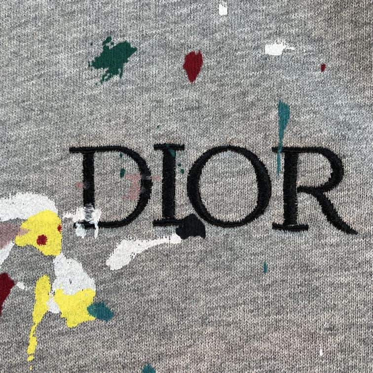 DIOR OVERSIZED SWEATSHIRT WHITE COTTON FLEECE WITH PAINT PRINT – DOS014