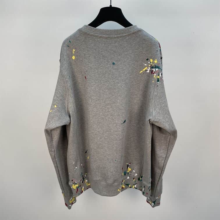 DIOR OVERSIZED SWEATSHIRT WHITE COTTON FLEECE WITH PAINT PRINT – DOS014