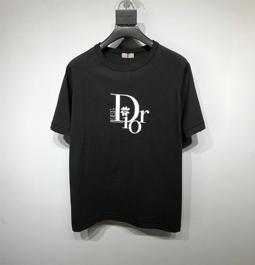 DIOR RELAXED-FIT DIOR BY ERL T-SHIRT BLACK SLUB COTTON JERSEY – DOT022