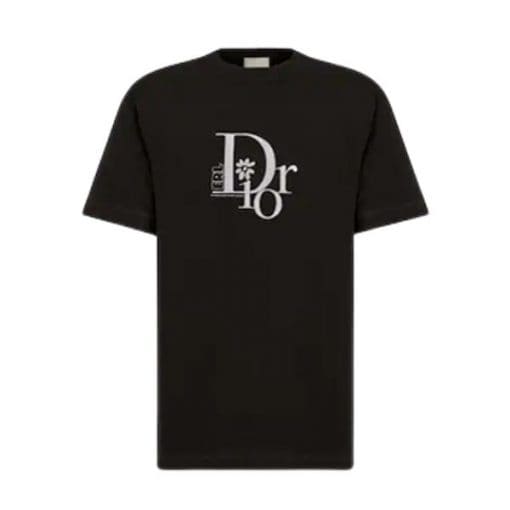DIOR RELAXED-FIT DIOR BY ERL T-SHIRT BLACK SLUB COTTON JERSEY – DOT022