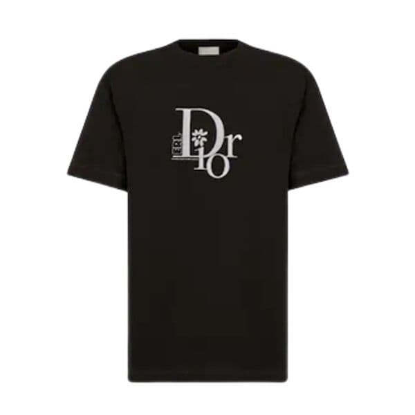 DIOR RELAXED-FIT DIOR BY ERL T-SHIRT BLACK SLUB COTTON JERSEY – DOT022