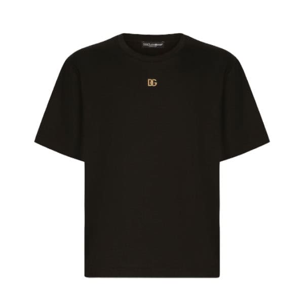 DOLCE &GABBANA COTTON T-SHIRT WITH METALLIC DG LOGO – DT015