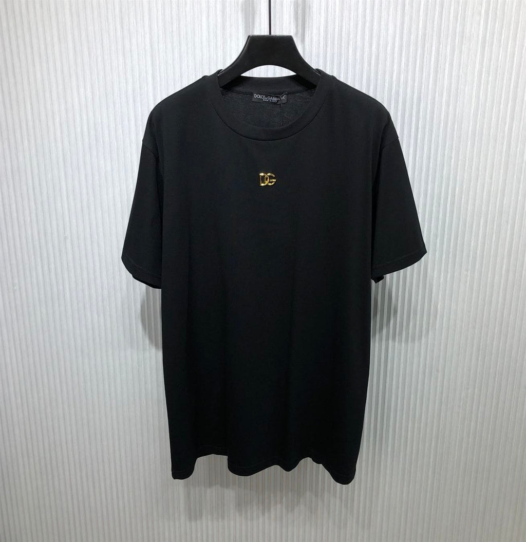 DOLCE &GABBANA COTTON T-SHIRT WITH METALLIC DG LOGO – DT015