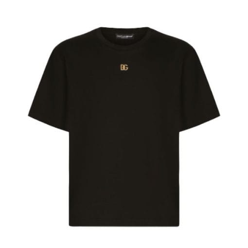 DOLCE &GABBANA COTTON T-SHIRT WITH METALLIC DG LOGO – DT015