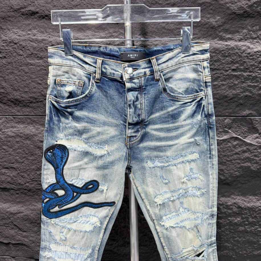 Amiri Men Blue Patch-Detail Jeans – AMIJ018