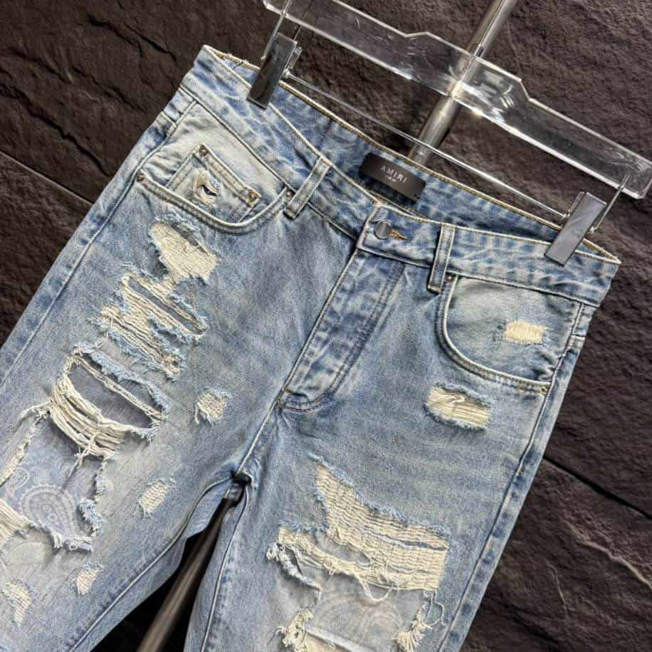 Amiri Ripp Blue White Jean – AMIJ002