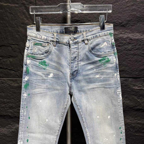 Amiri Paint Splatter Green Yellow Jeans – AMIJ035