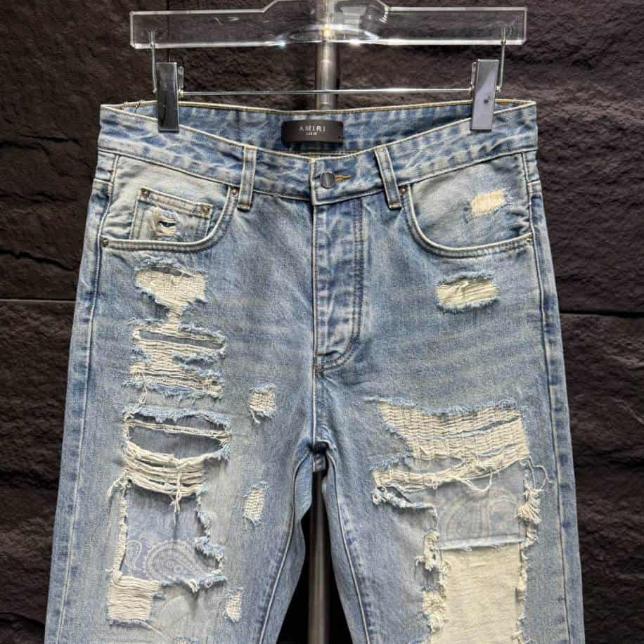 Amiri Ripp Blue White Jean – AMIJ002