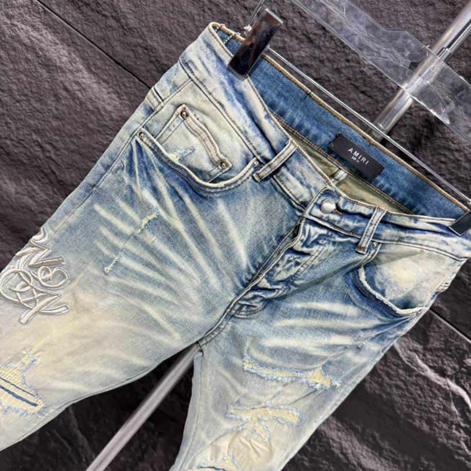 Amiri Ripp White Blue Jeans – AMIJ027