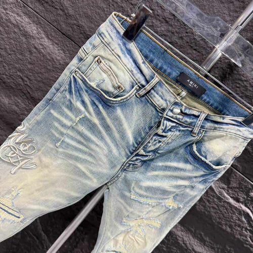 Amiri Ripp White Blue Jeans – AMIJ027