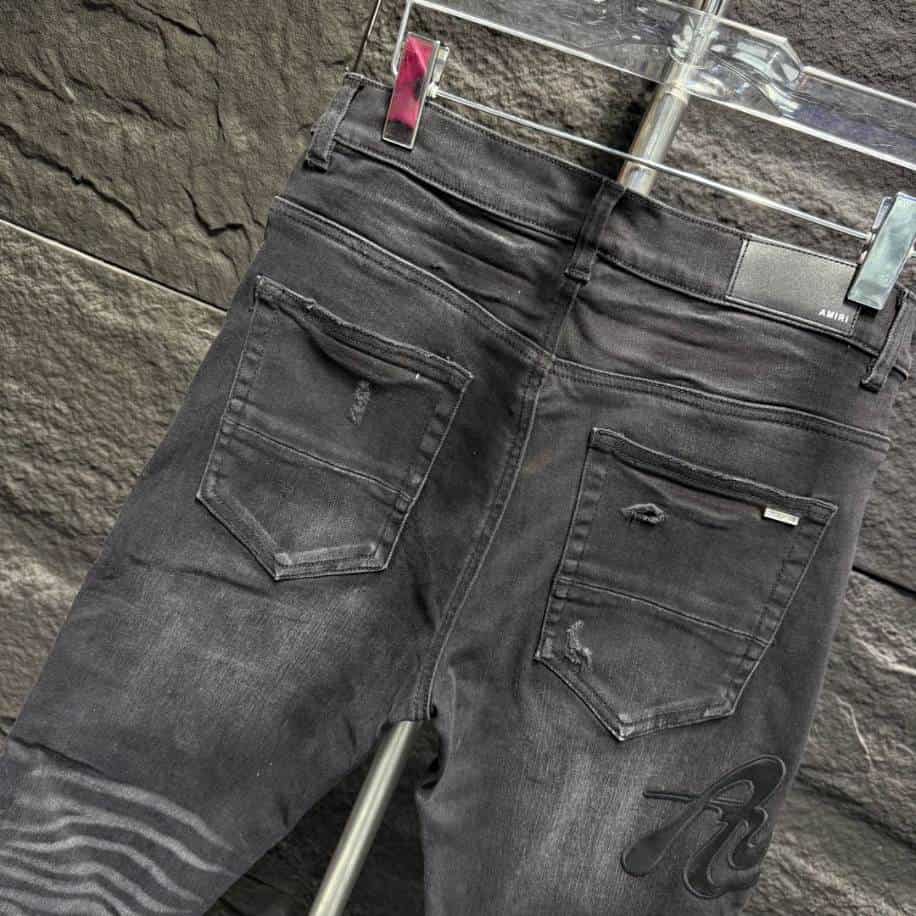 Amiri Black Ripp Logo Black Jeans – AMIJ031