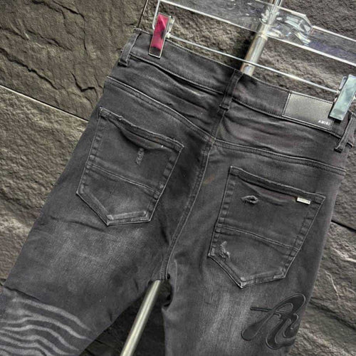 Amiri Black Ripp Logo Black Jeans – AMIJ031