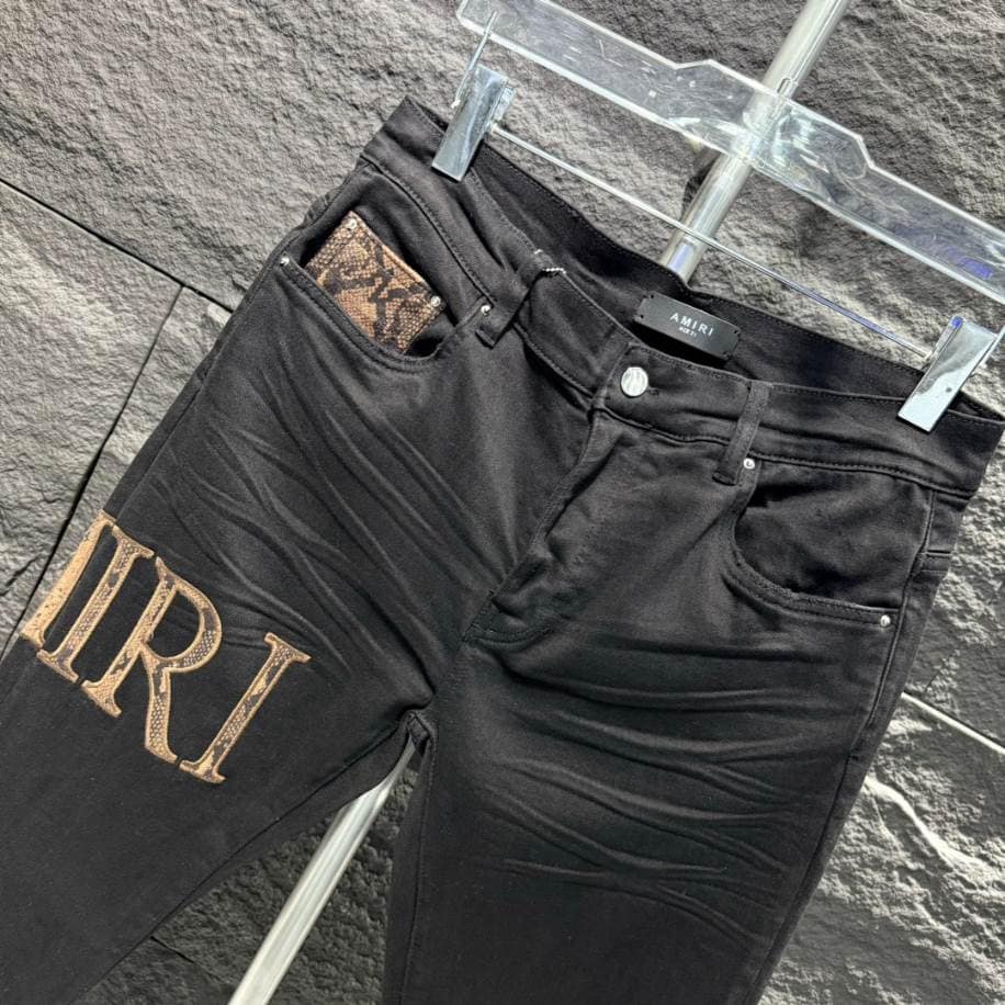 Amiri Logo Yellow Black Jeans – AMIJ006
