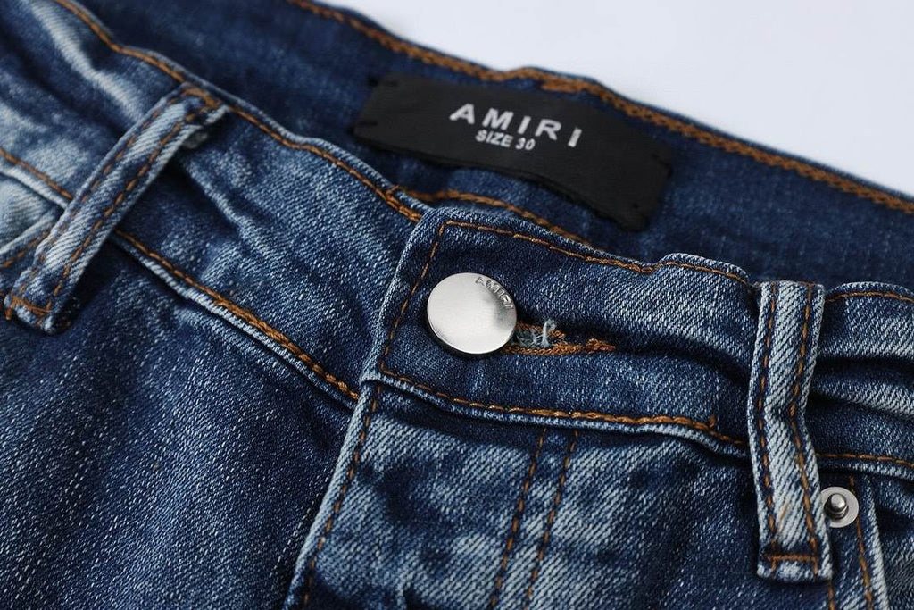 Amiri Blue Embroider White Jeans – AMIJ043