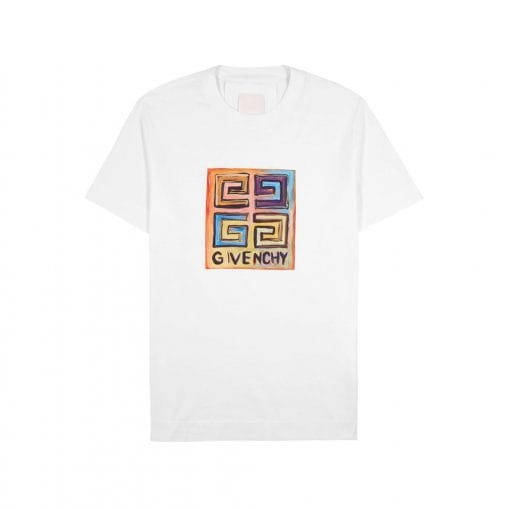 GIVENCHY SLIM FIT T-SHIRT IN JERSEY WITH 4G SUN PRINT IN WHITE – GTS006