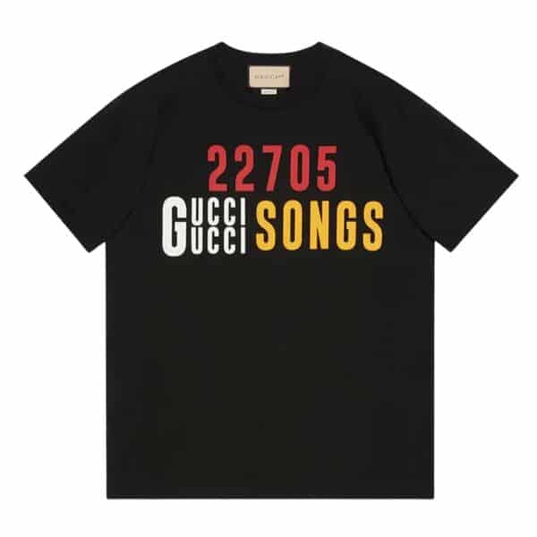 GUCCI ‘22705’ GUCCI SONGS’ PRINT T-SHIRT BLACK – GGS034