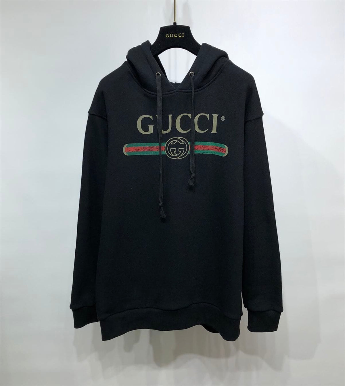 GUCCI BLACK VINTAGE LOGO COTTON SWEATSHIRT HOODED – GCK006
