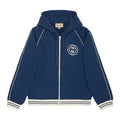 GUCCI BLUE COTTON JERSEY LOGO ZIPPED HOODIE – GCJ036