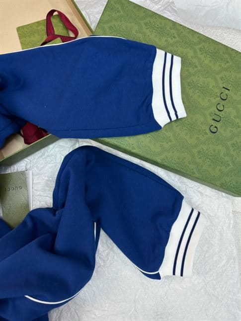 GUCCI BLUE COTTON JERSEY LOGO ZIPPED HOODIE – GCJ036
