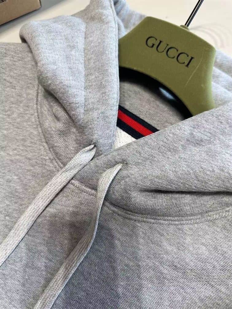 GUCCI COTTON JERSEY HOODED SWEATSHIRT GRAY – GCK029