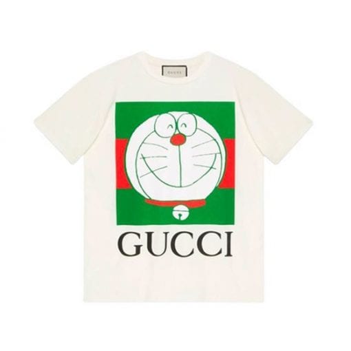 GUCCI COTTON X DORAEMON LOGO PRINT T-SHIRT-IN-WHITE-GGS009