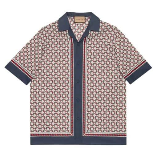 GUCCI GEOMETRIC G PRINT MUSLIN BOWLING SHIRT – GGS023