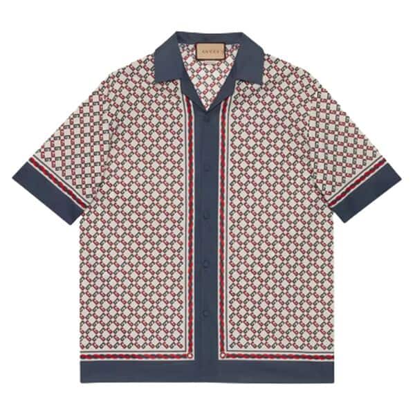 GUCCI GEOMETRIC G PRINT MUSLIN BOWLING SHIRT – GGS023