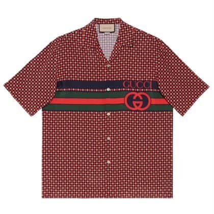 GUCCI GEOMETRIC HOUNDSTOOTH PRINT BOWLING SHIRT – GGS026