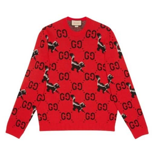 GUCCI GG AND SKUNK WOOL KNIT SWEATER – GCK012