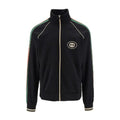 GUCCI LOGO APPLIQUED STRIPED TECH-JERSEY TRACK JACKET IN BLACK – GCJ017