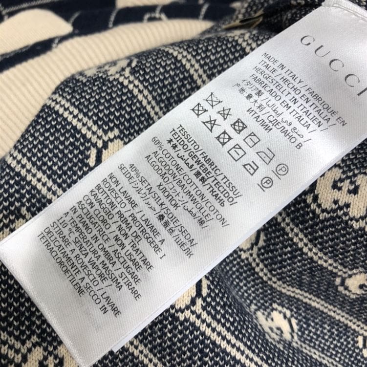 GUCCI NAVY & OFF-WHITE GG JACQUARD CARDIGAN – GCJ003
