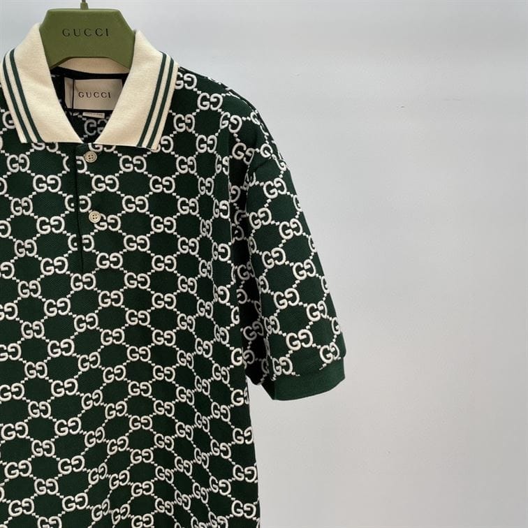 GUCCI NOJUM GG STRECH COTTON POLO IN GREEN – GGS012