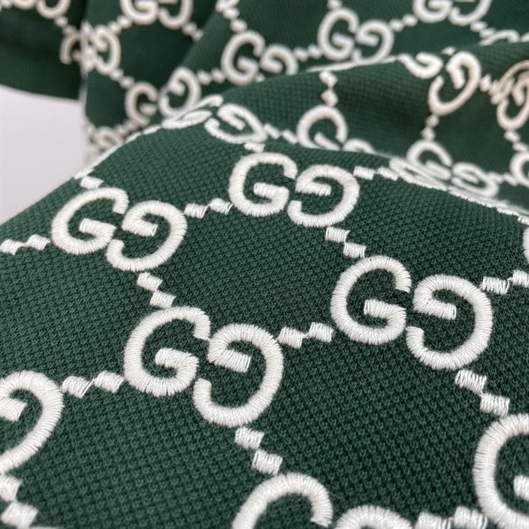 GUCCI NOJUM GG STRECH COTTON POLO IN GREEN – GGS012