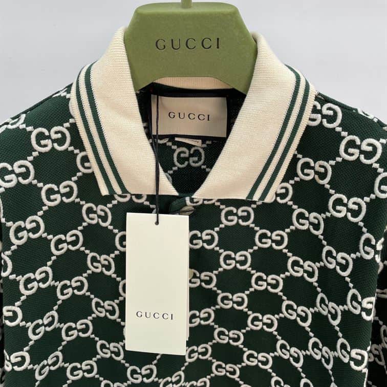 GUCCI NOJUM GG STRECH COTTON POLO IN GREEN – GGS012
