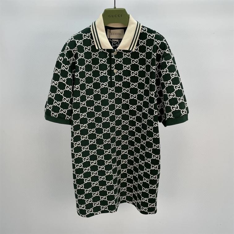 GUCCI NOJUM GG STRECH COTTON POLO IN GREEN – GGS012