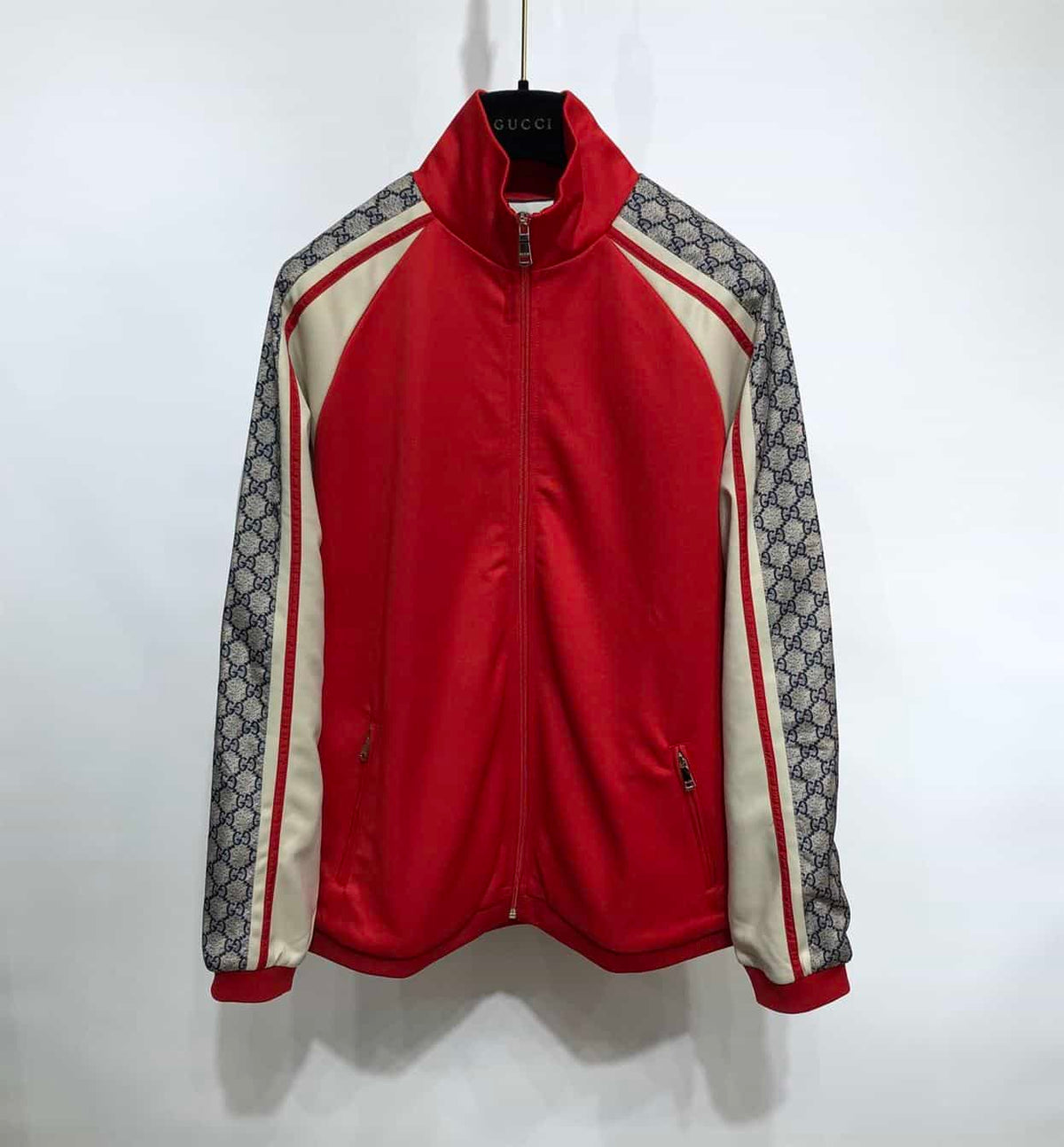 GUCCI OVERSIZE TECHNICAL JERSEY ZIP TRACK TOP RED – GCJ002