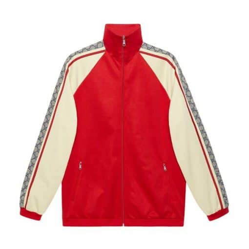 GUCCI OVERSIZE TECHNICAL JERSEY ZIP TRACK TOP RED – GCJ002