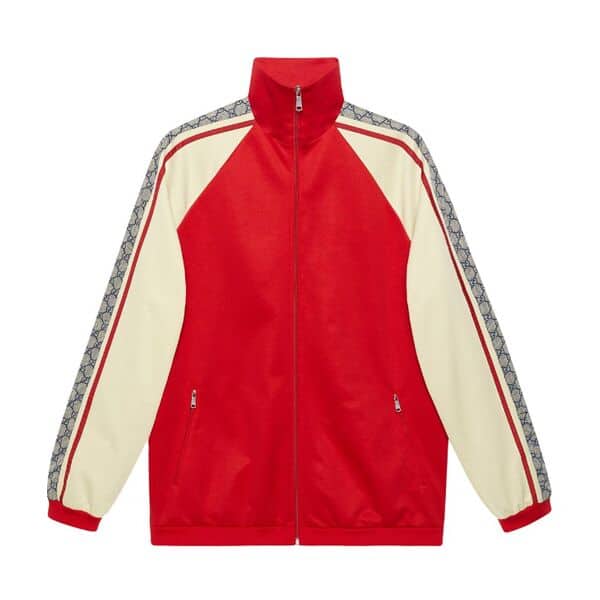 GUCCI OVERSIZE TECHNICAL JERSEY ZIP TRACK TOP RED – GCJ002