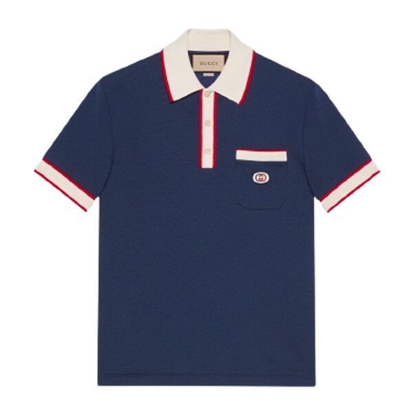 GUCCI POLO GG LOGO PATCH NAVY – GGS027